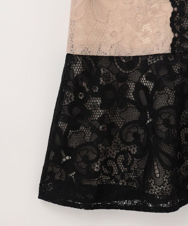 GRACE CONTINENTAL ビジュー衿レースドレス ベージュ