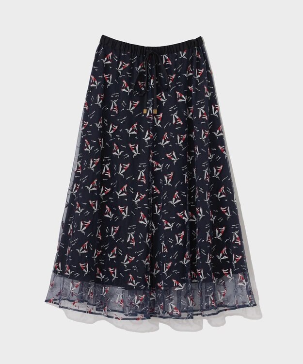 GRACE CONTINENTAL マリンembフレアスカート ネイビー