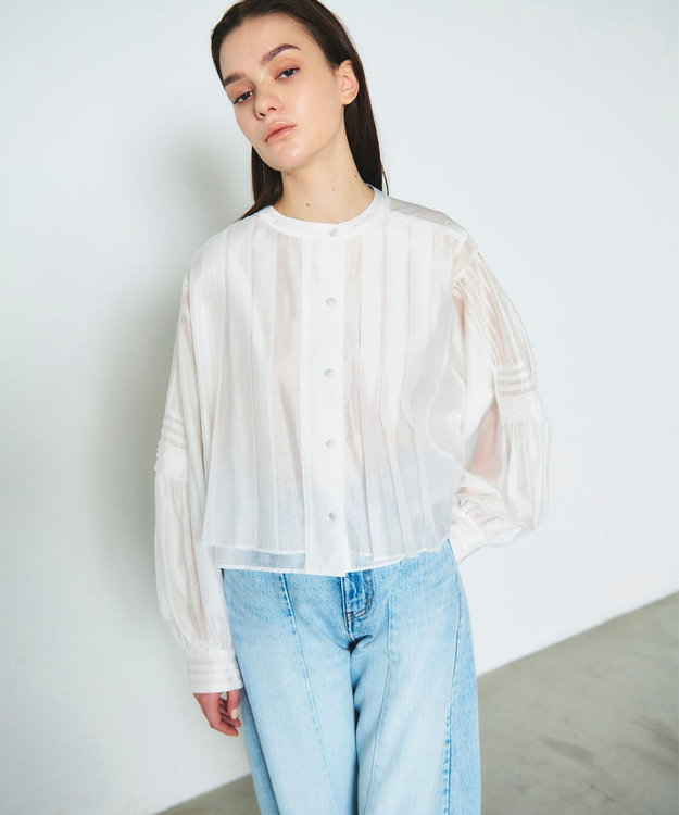 GRACE CONTINENTAL ピンタックショートブラウス ホワイト