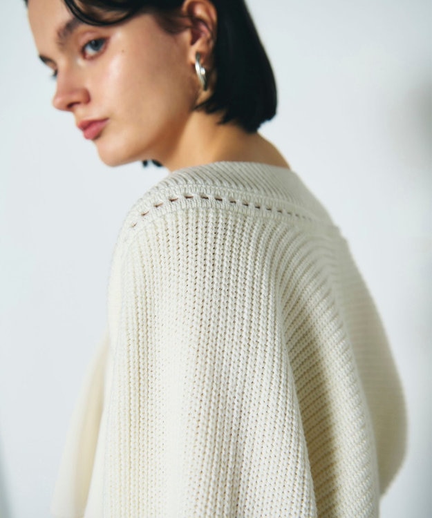 GRACE CONTINENTAL 畦ショートニットカーディガン ホワイト