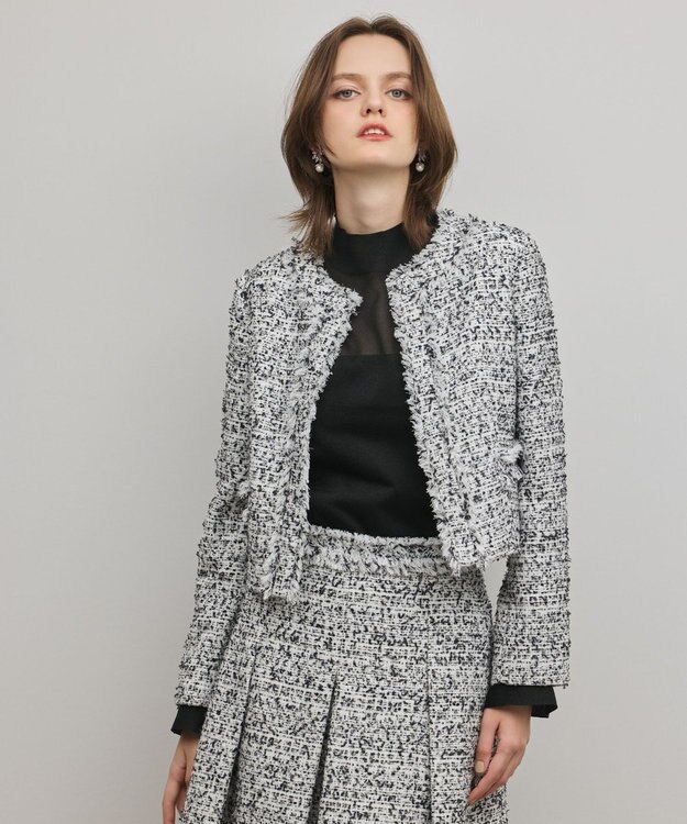 GRACE CONTINENTAL ミックスツイードジャケット ブラック