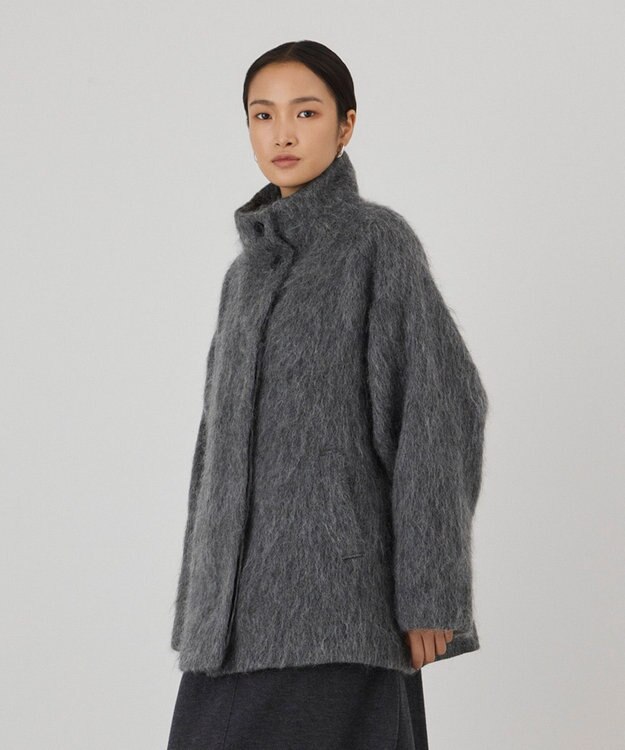 GRACE CONTINENTAL モヘヤシャギーショートコート グレー