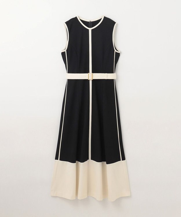 GRACE CONTINENTAL 配色ポンチフレアワンピース ブラック