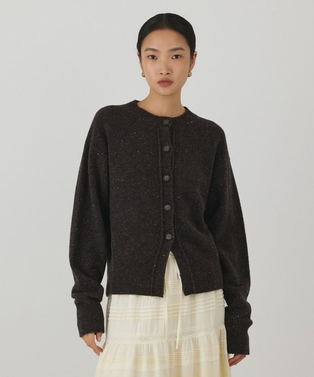 GRACE CONTINENTAL ネップニットカーディガン ブラウン