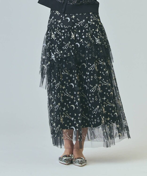 GRACE CONTINENTAL スペースembチュールスカート ブラック