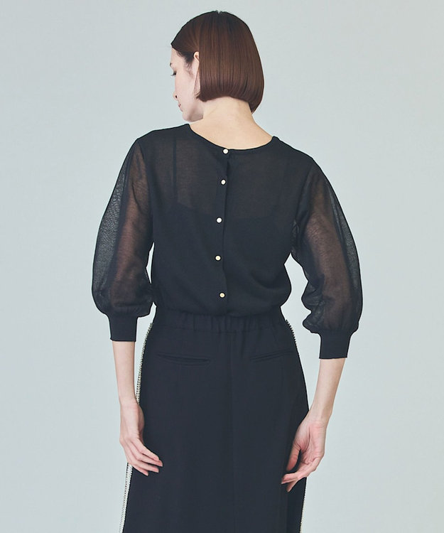 GRACE CONTINENTAL ラメシアーニットトップ ブラック