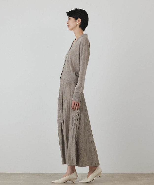 GRACE CONTINENTAL プリーツニットワンピース ベージュ