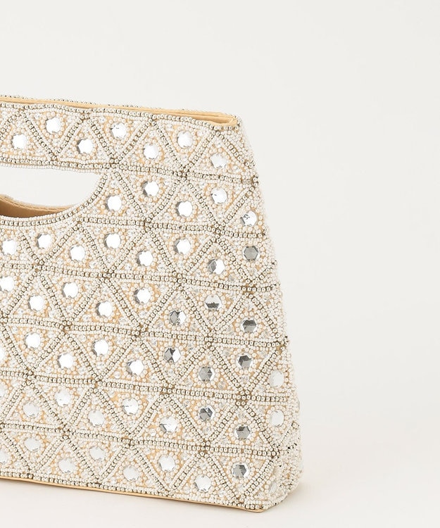 GRACE CONTINENTAL ビーズ刺繍バッグ ベージュ