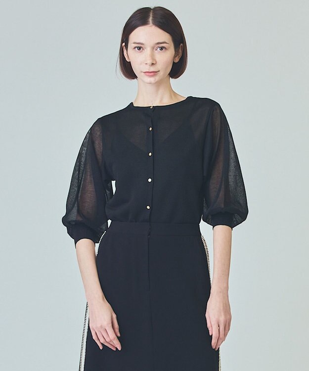 GRACE CONTINENTAL ラメシアーニットトップ ブラック