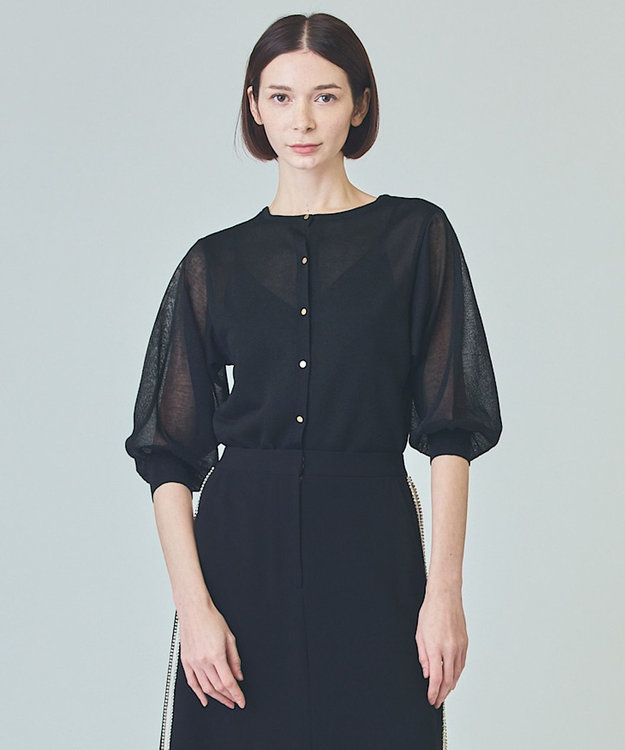 GRACE CONTINENTAL ラメシアーニットトップ ブラック