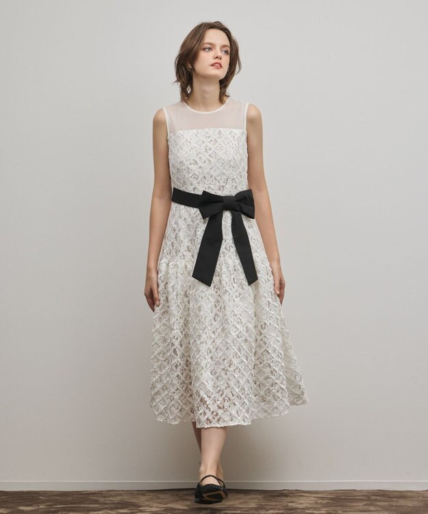 GRACE CONTINENTAL コード刺繍ワンピース ホワイト