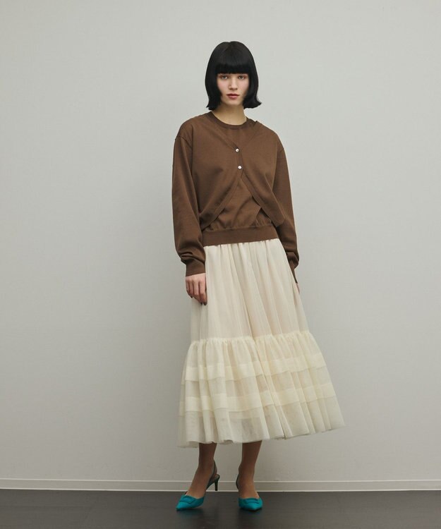 GRACE CONTINENTAL レイヤードニットトップ ブラウン