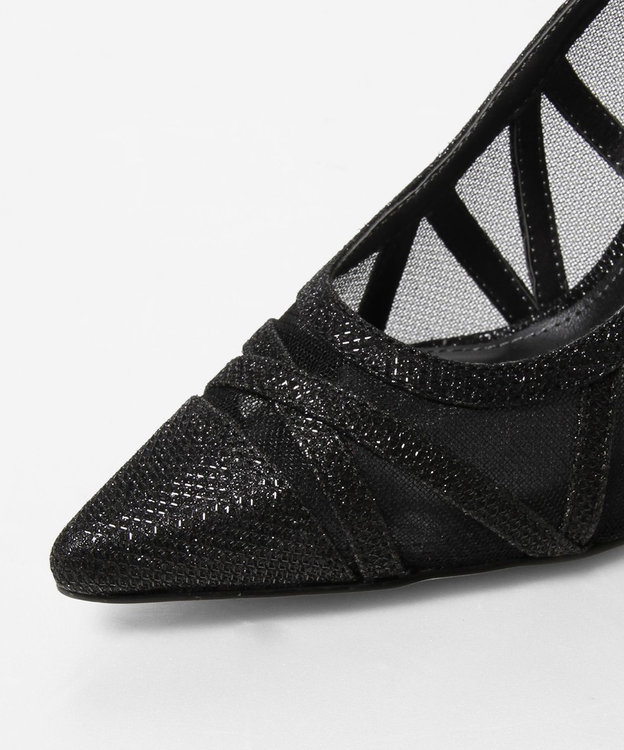 GRACE CONTINENTAL ラインパターンパンプス ブラック