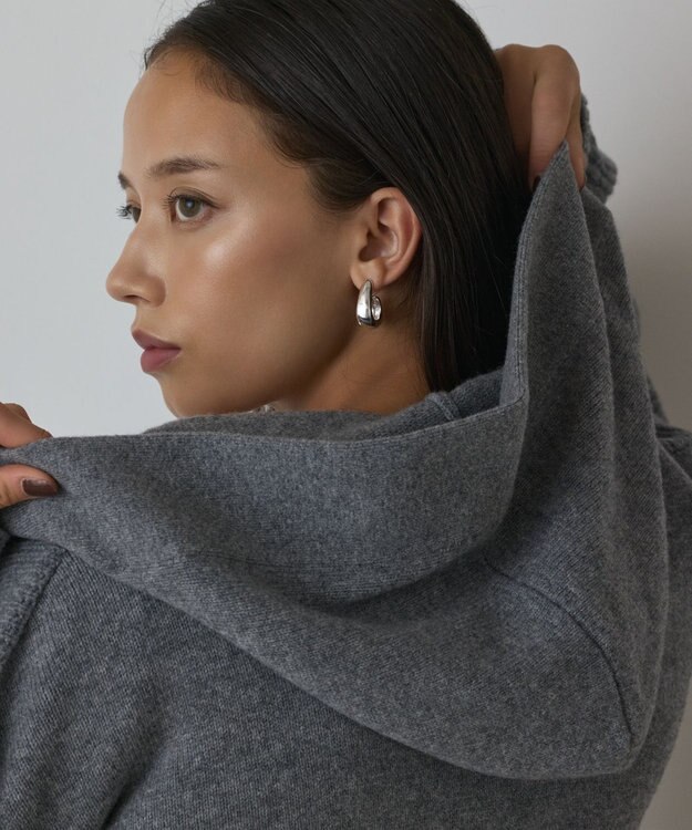 GRACE CONTINENTAL ウールフードニットカーディガン グレー