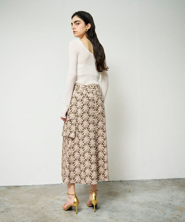 GRACE CONTINENTAL パームモチーフカーゴスカート カーキ