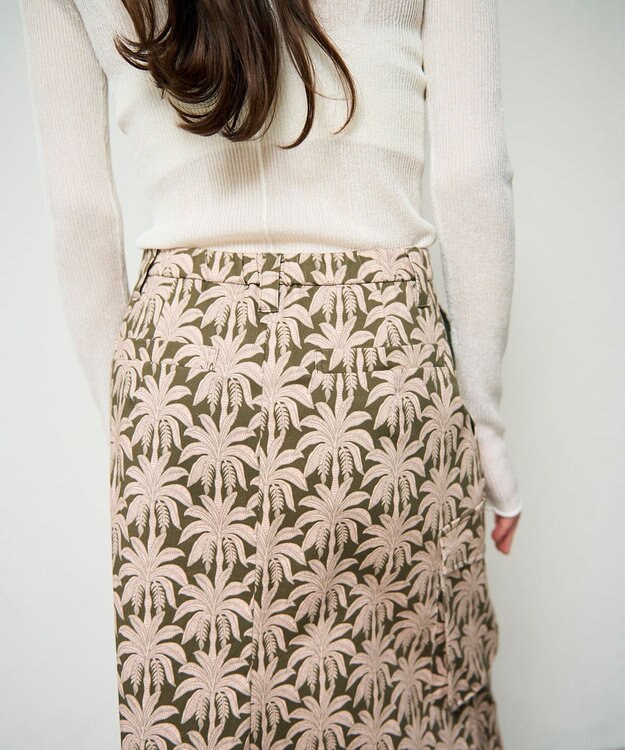 GRACE CONTINENTAL パームモチーフカーゴスカート カーキ