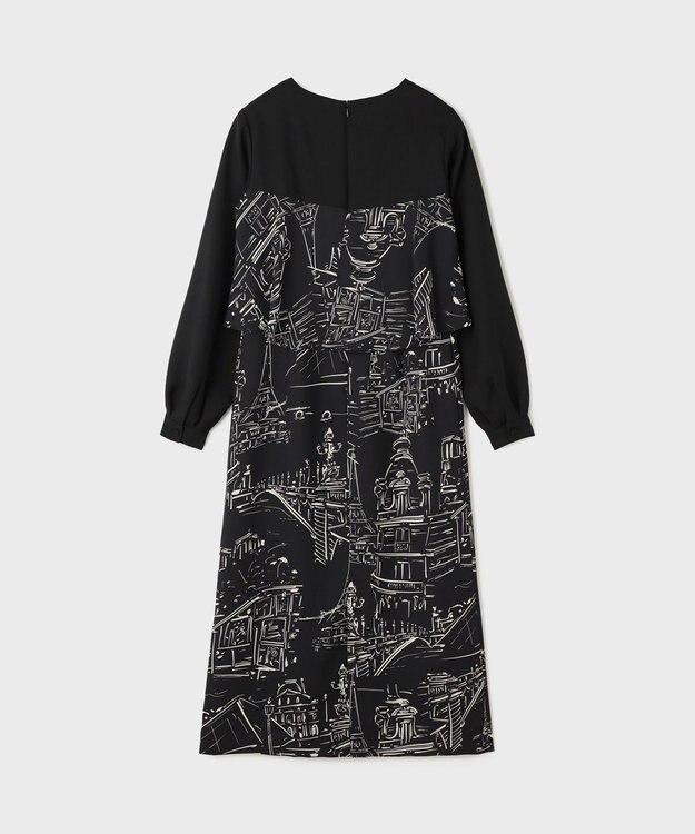 GRACE CONTINENTAL プリントコンビドレス ブラック