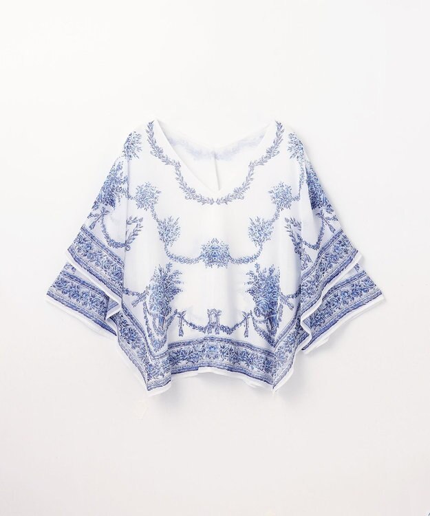 GRACE CONTINENTAL スカーフプリントポンチョトップ キナリ