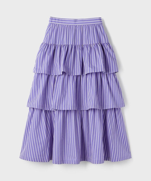 GRACE CONTINENTAL ストライプラッフルスカート パープル