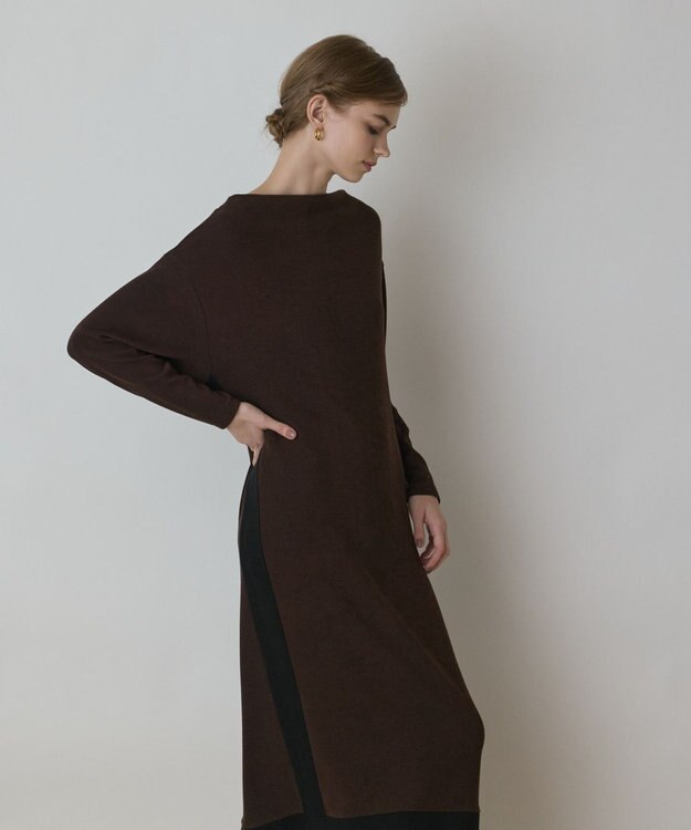 GRACE CONTINENTAL バイカラーカットワンピース ブラウン