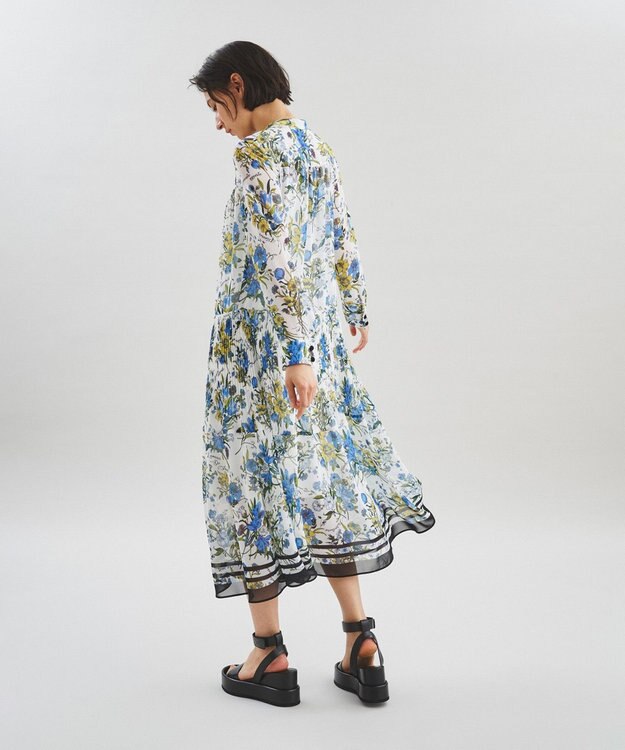 【美品】グレースクラス ボタニカル シャツワンピース プリーツ 花柄 総柄 ボタニカルプリントプリーツワンピース / GRACE CONTINENTAL