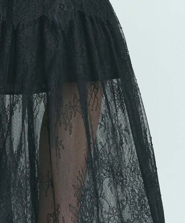 GRACE CONTINENTAL レース切替ティアードスカート ブラック