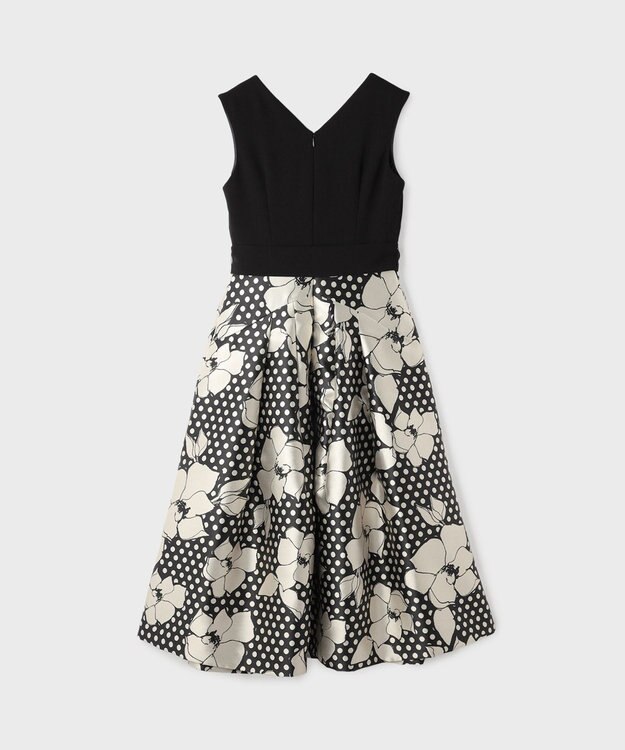 GRACE CONTINENTAL ドットボタニカルジャガードドレス ブラック