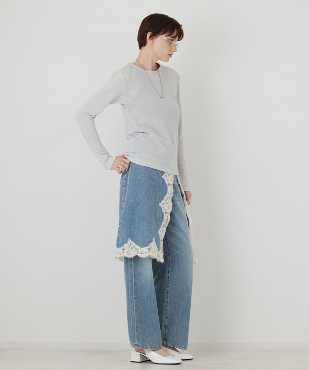 GRACE CONTINENTAL ラメクルーカットトップ ホワイト