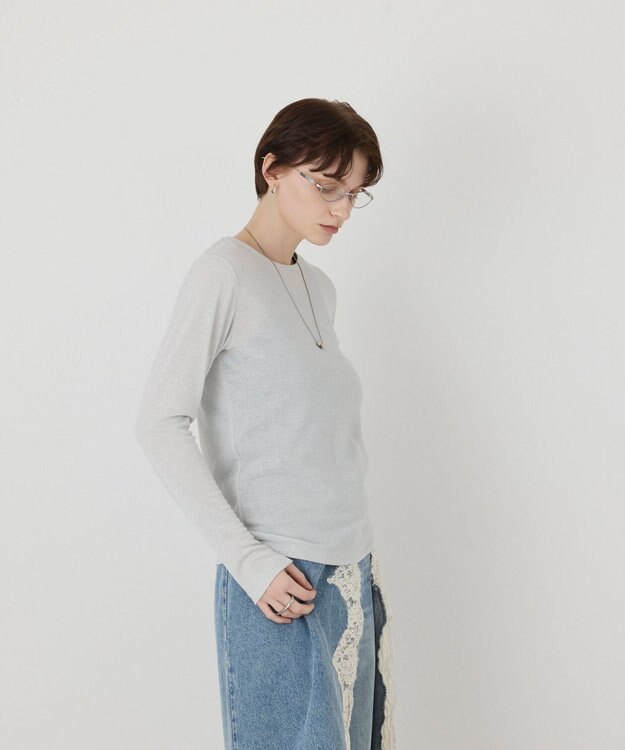 GRACE CONTINENTAL ラメクルーカットトップ ホワイト