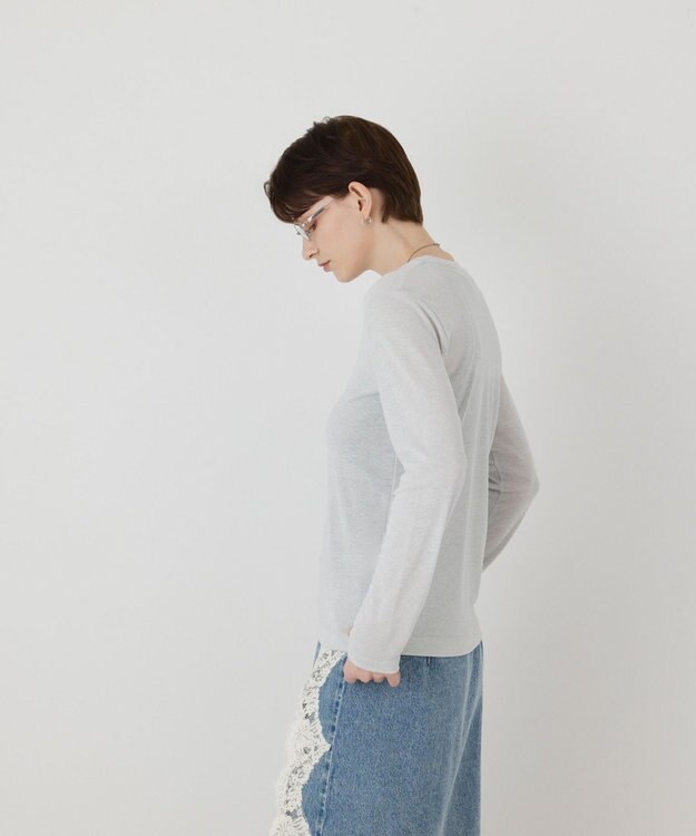 GRACE CONTINENTAL ラメクルーカットトップ ホワイト