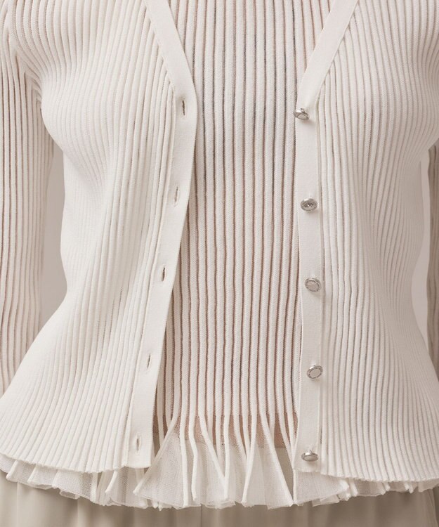 GRACE CONTINENTAL シアーフリルニットカーディガン ホワイト