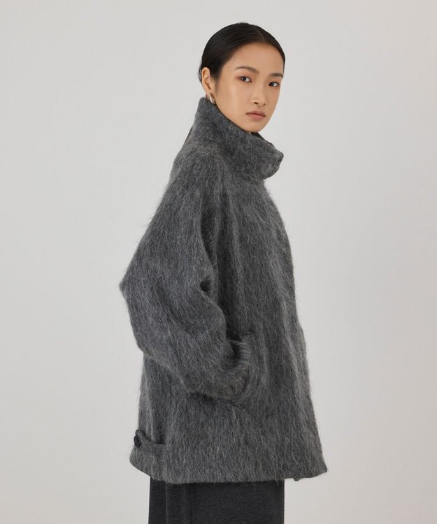 GRACE CONTINENTAL モヘヤシャギーショートコート グレー