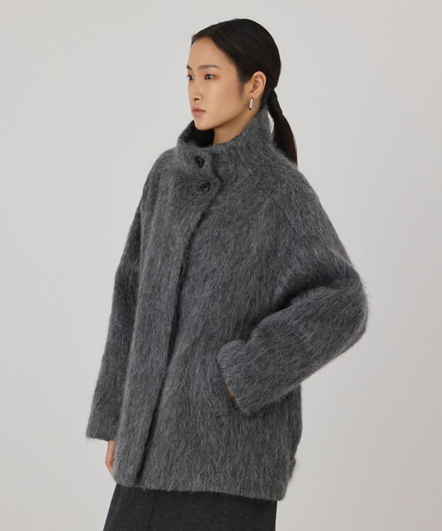 GRACE CONTINENTAL モヘヤシャギーショートコート グレー