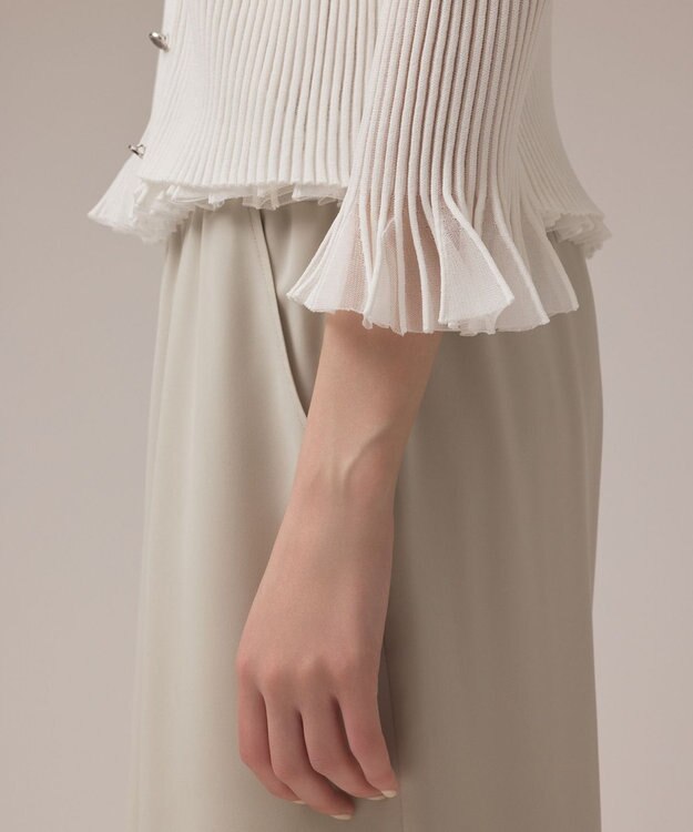 GRACE CONTINENTAL シアーフリルニットカーディガン ホワイト