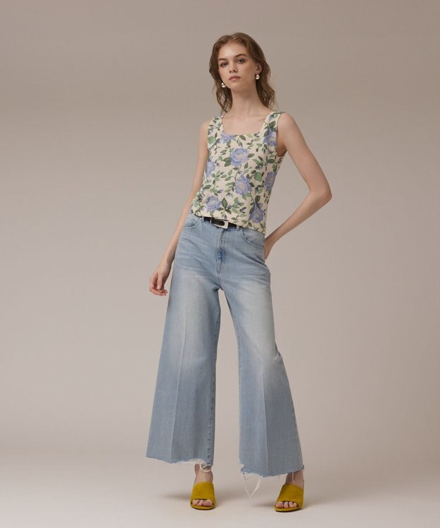 GRACE CONTINENTAL ローズプリントニットトップ キナリ