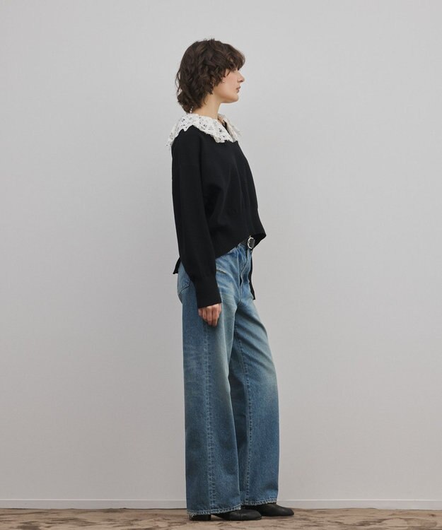 GRACE CONTINENTAL レースカラーニットトップ ブラック