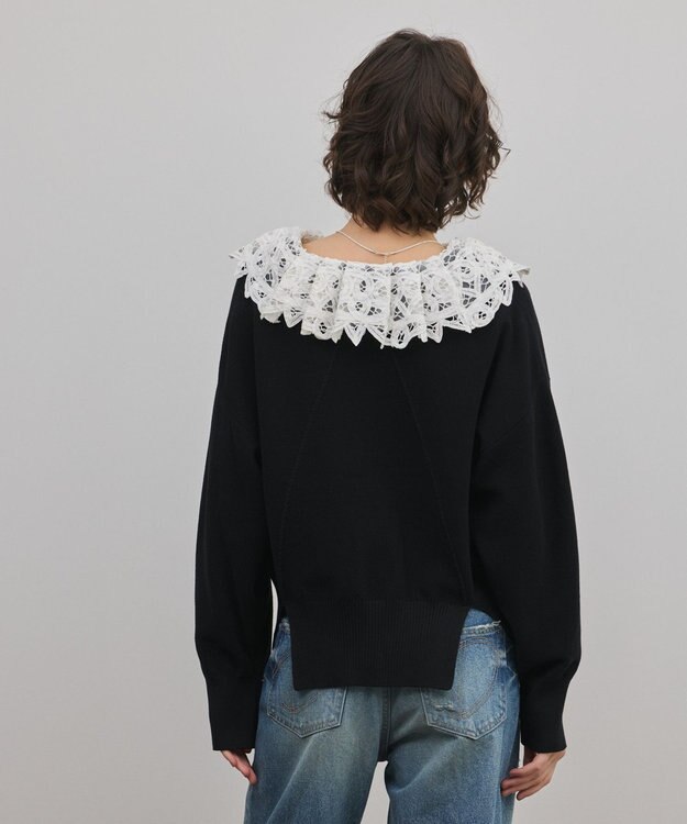 GRACE CONTINENTAL レースカラーニットトップ ブラック