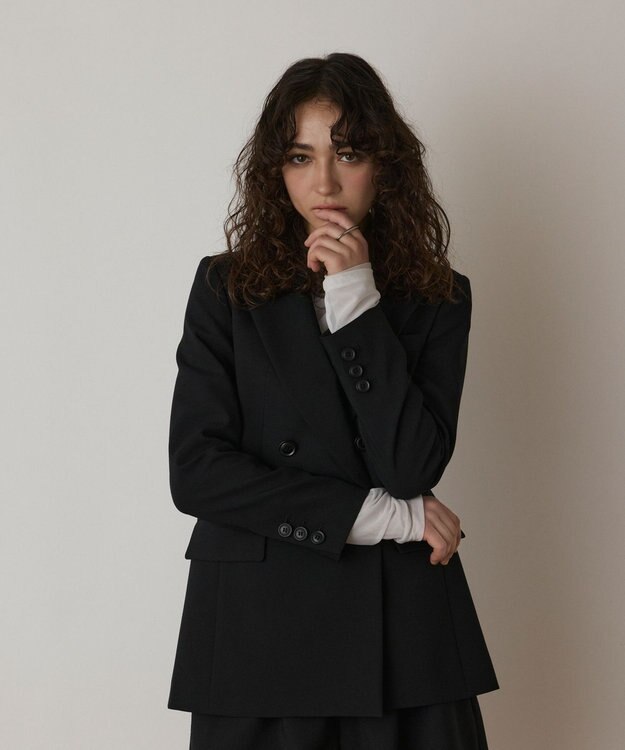 GRACE CONTINENTAL リネンライクダブルジャケット ブラック