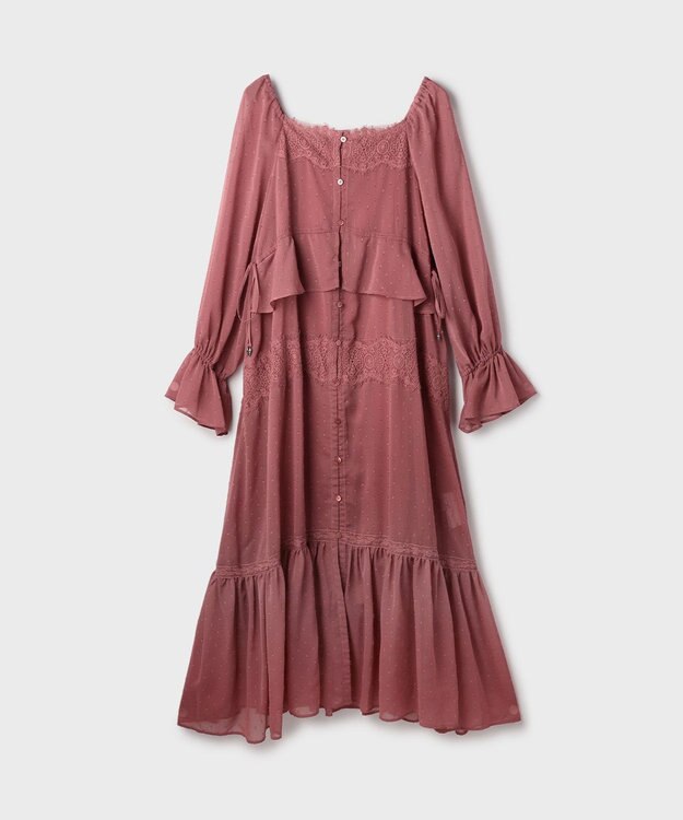 GRACE CONTINENTAL レースコンビカットジャガードワンピース ピンク