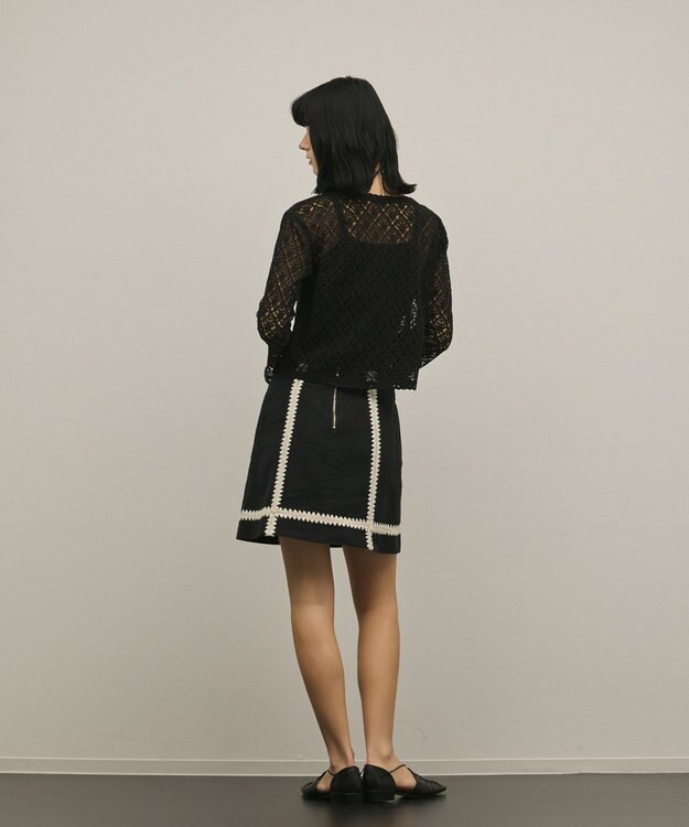 GRACE CONTINENTAL ラインembミニスカート ブラック