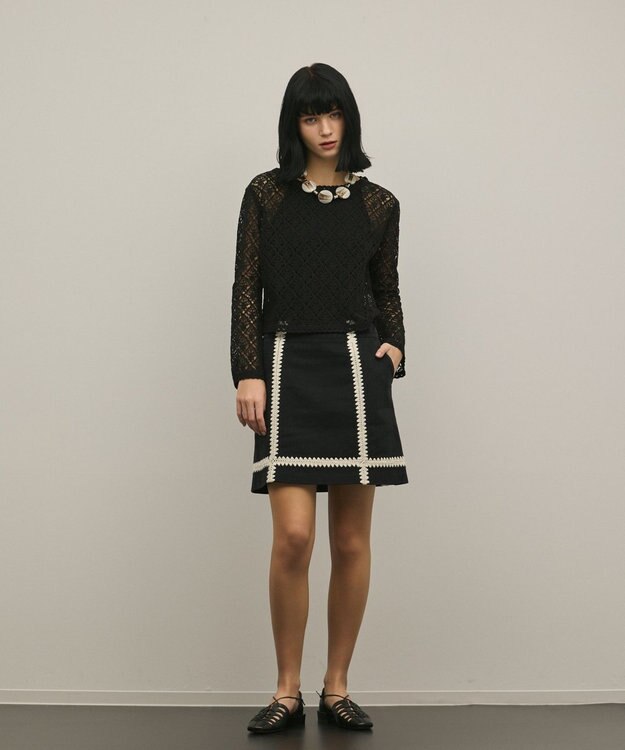 GRACE CONTINENTAL ラインembミニスカート ブラック