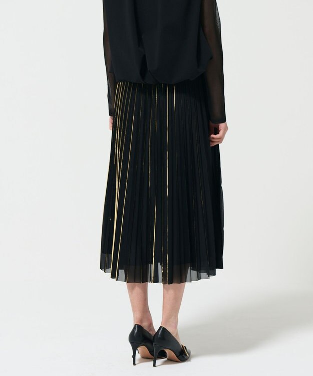 GRACE CONTINENTAL フォイルラインプリーツスカート ブラック