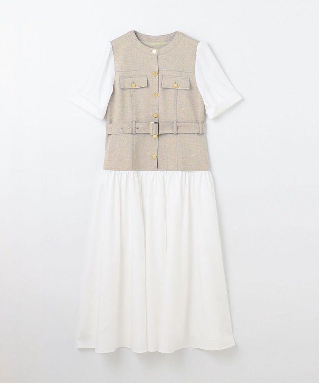 GRACE CONTINENTAL レイヤードコンビワンピース ベージュ