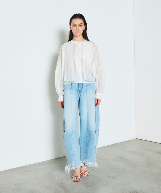 GRACE CONTINENTAL ピンタックショートブラウス ホワイト