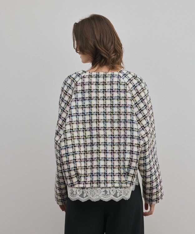 GRACE CONTINENTAL レースヘムツイードジャケット ブラック