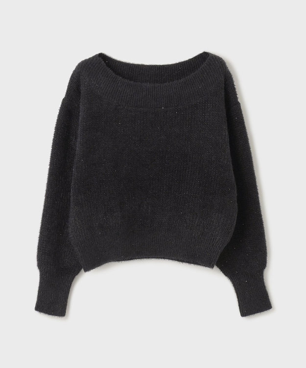 GRACE CONTINENTAL ラメリップニットトップ ブラック