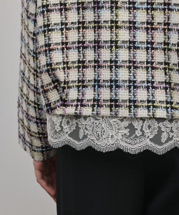 GRACE CONTINENTAL レースヘムツイードジャケット ブラック
