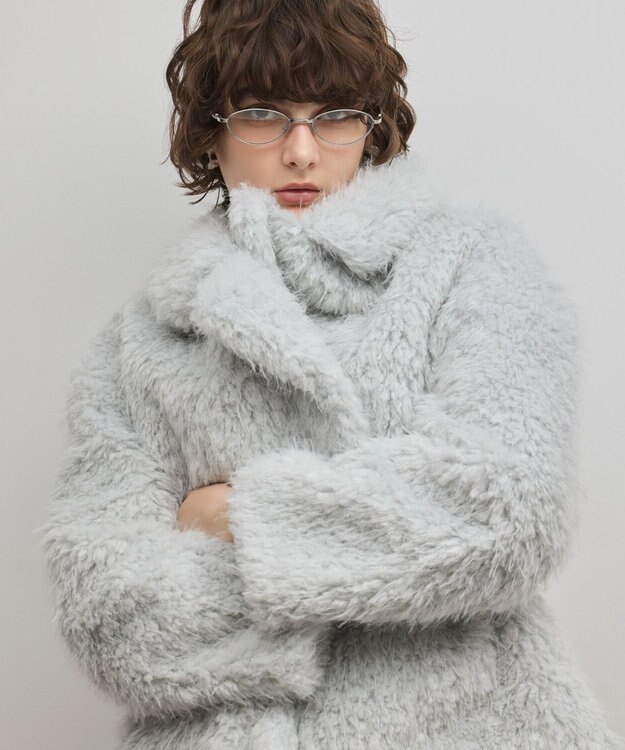 GRACE CONTINENTAL フェイクファーPコート サックス