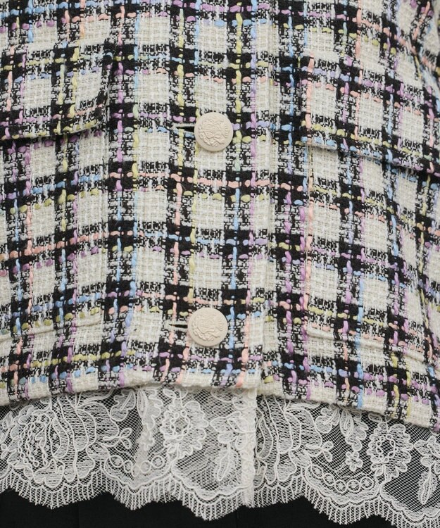 GRACE CONTINENTAL レースヘムツイードジャケット ブラック