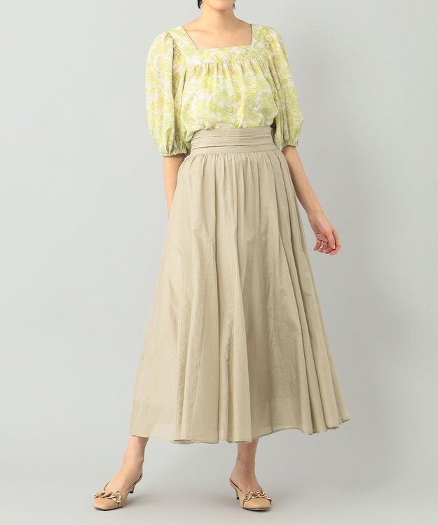 ファビアナフィリッピ　ベージュ　グレー　プリーツ　フレア　スカート　コットン FABIANA FILIPPI Pre Spring 2024｜aoi公式オンラインストア(aoi